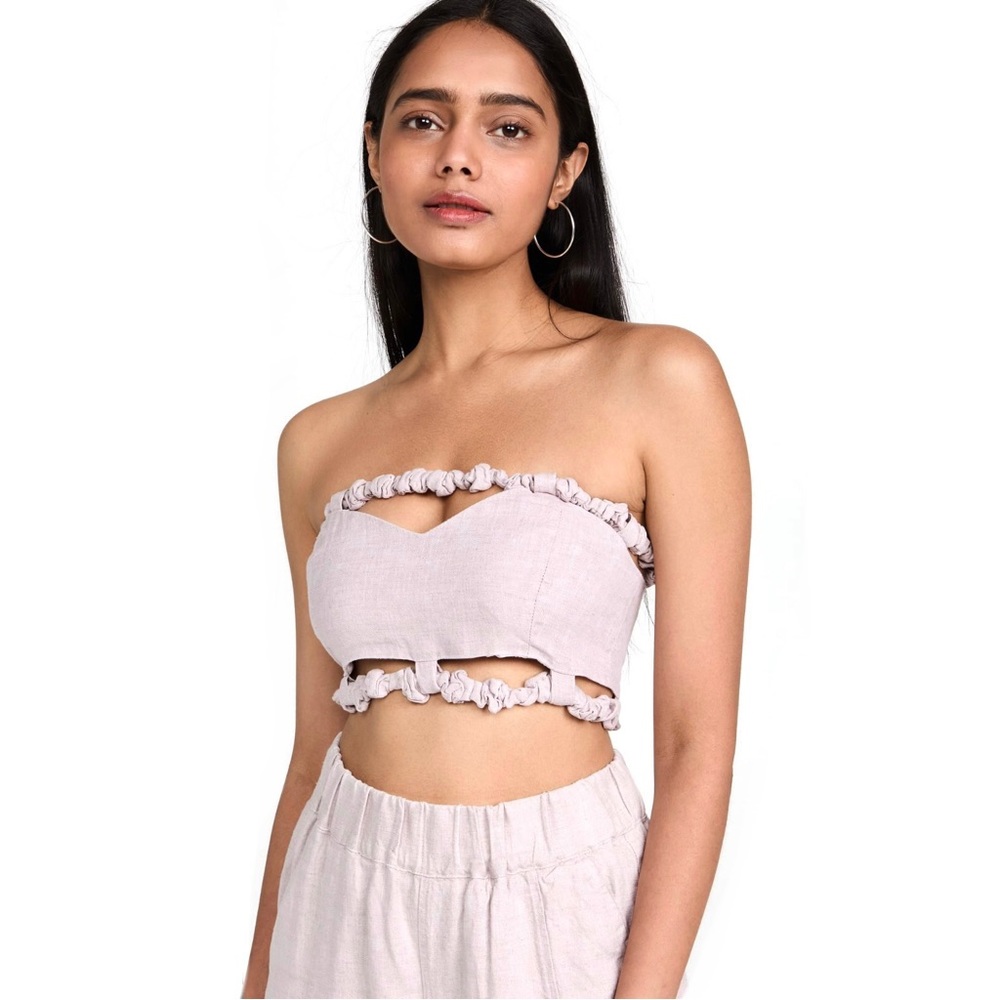 NEW GANNI PURPLE STRAPLESS CROP TOP - Picture 1 of 11